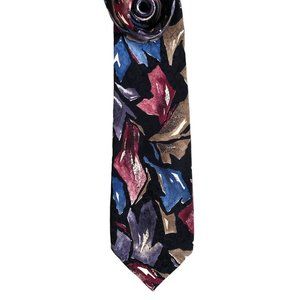 De’Medici Men’s 100% Silk Neck Tie Purple Black Blue Color Made In Italy